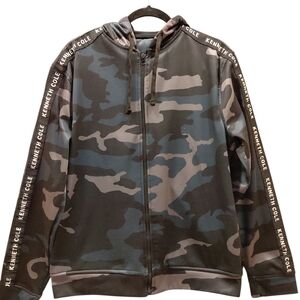 "Kenneth Cole" Unisex Sz.M, Camo Zip-Up Jacket - Black and Gray. Perfect Cond...